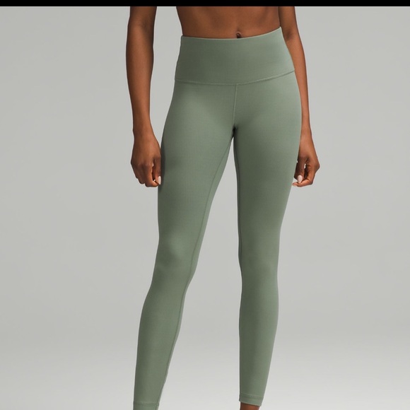 lululemon athletica Pants - Wunder Train High-Rise Ribbed Tight 28" in Grey Eucalyptus. Size 4. NWT